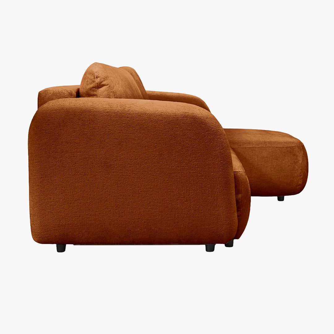 DRIXY Canapé d'angle convertible avec coffre en tissu orange - Angle droit