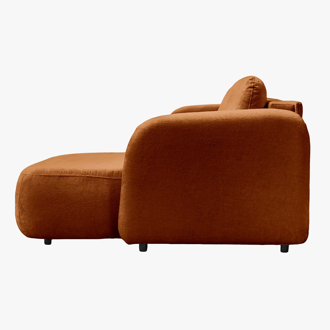DRIXY Canapé d'angle convertible avec coffre en tissu orange - Angle droit