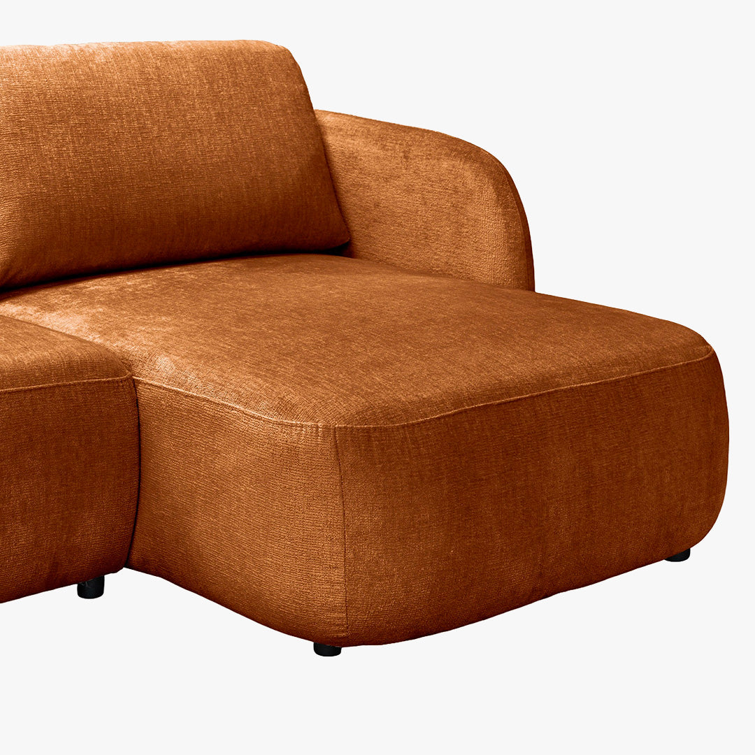 DRIXY Canapé d'angle convertible avec coffre en tissu orange - Angle droit