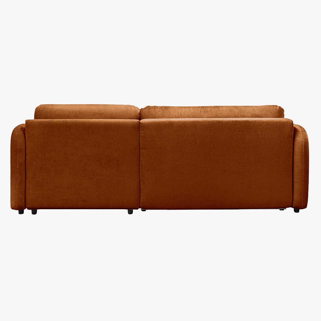 DRIXY Canapé d'angle convertible avec coffre en tissu orange - Angle droit
