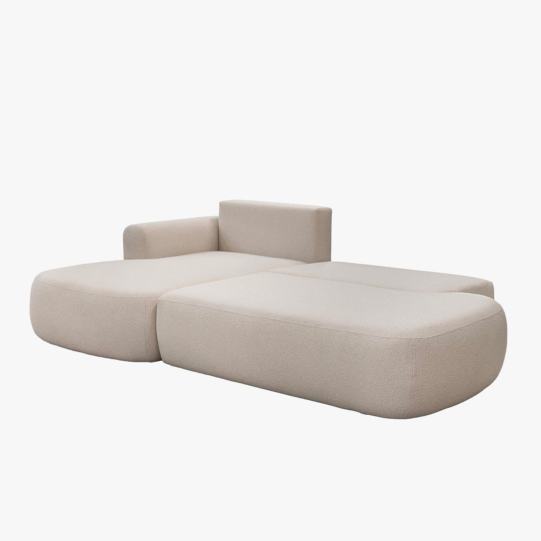 TYLAN Canapé d’angle convertible avec coffre effet peau de mouton  - Angle gauche