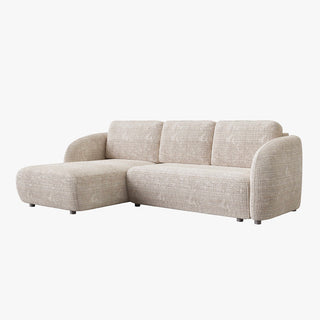 ALANYA Canapé d'angle convertible avec coffre en tissu beige - Angle gauche