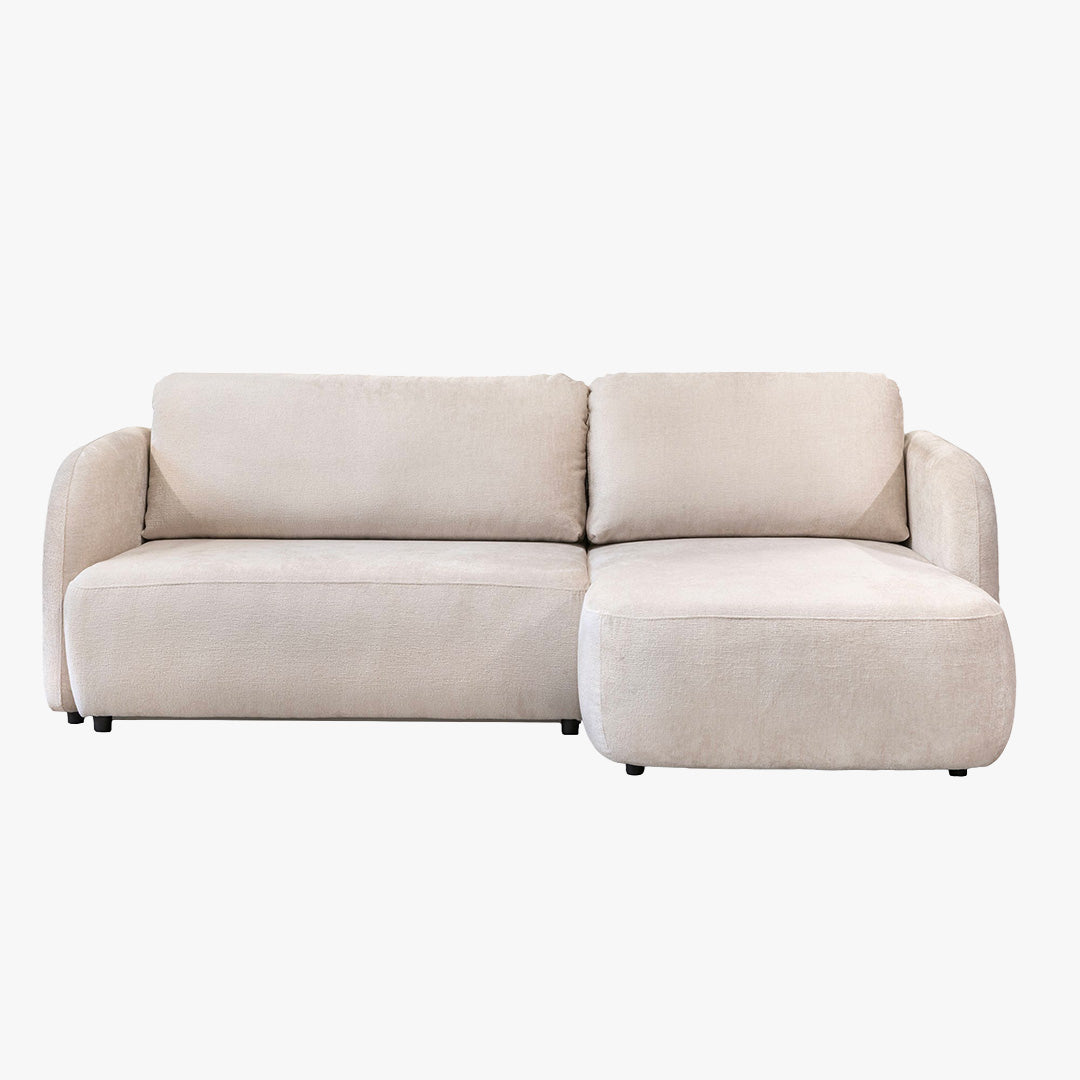 DRIXY Canapé d'angle convertible avec coffre en tissu beige - Angle droit