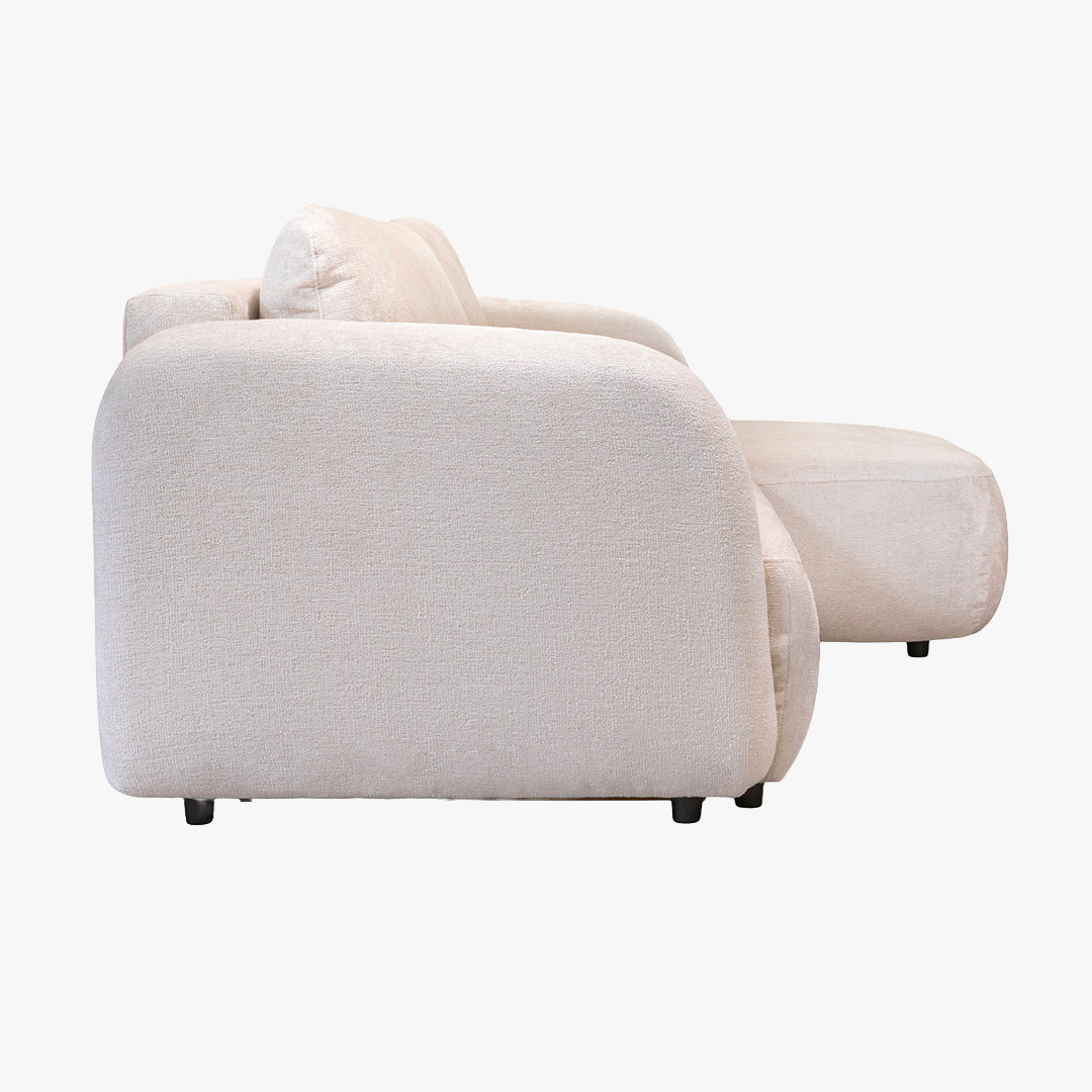 DRIXY Canapé d'angle convertible avec coffre en tissu beige - Angle droit