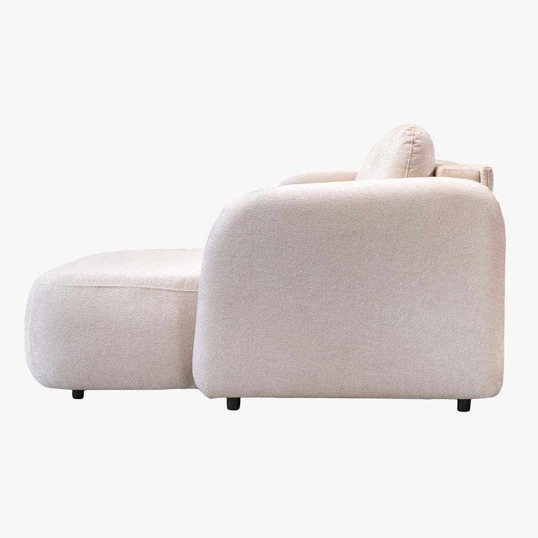 DRIXY Canapé d'angle convertible avec coffre en tissu beige - Angle droit