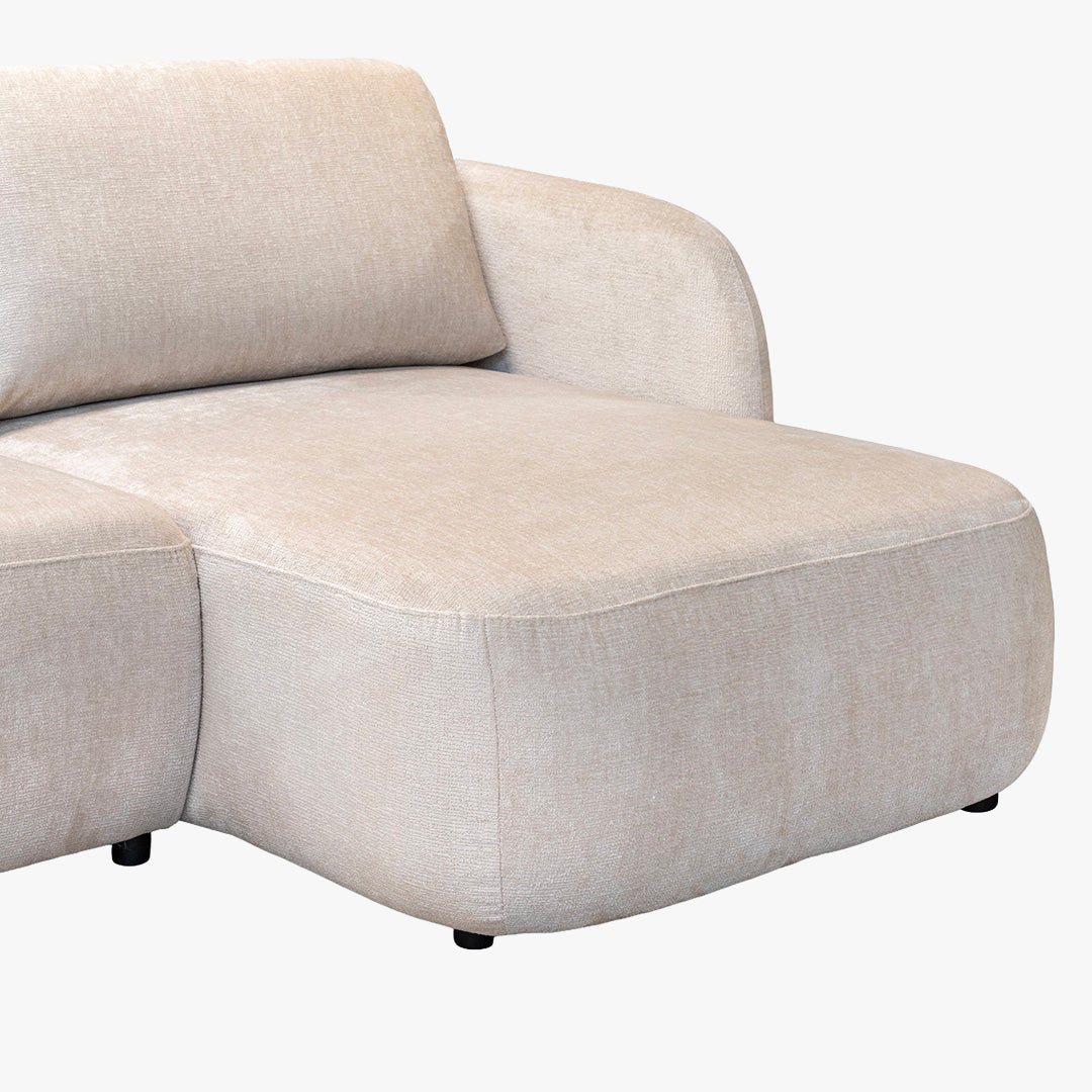 DRIXY Canapé d'angle convertible avec coffre en tissu beige - Angle droit