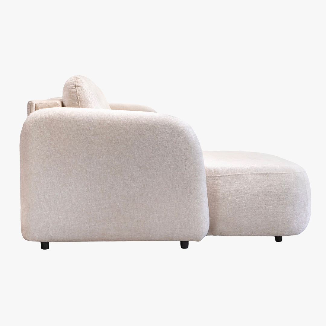 DRIXY Canapé d'angle convertible avec coffre en tissu beige - Angle gauche