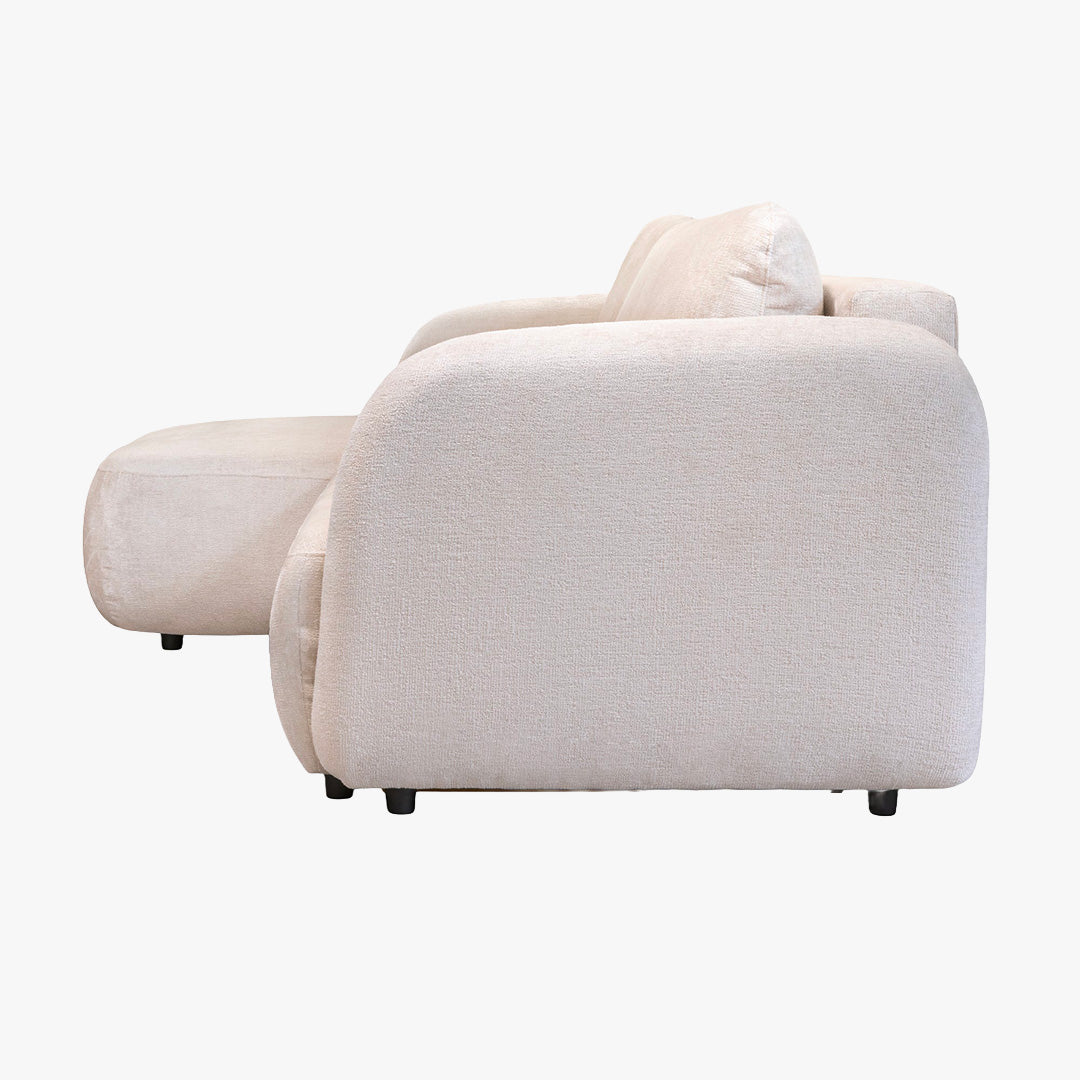 DRIXY Canapé d'angle convertible avec coffre en tissu beige - Angle gauche