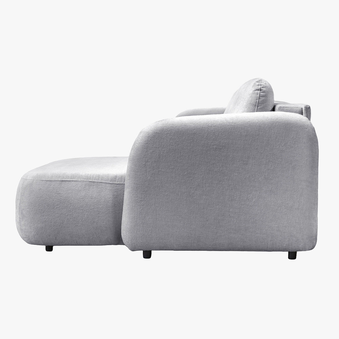 DRIXY Canapé d'angle convertible avec coffre en tissu gris - Angle droit