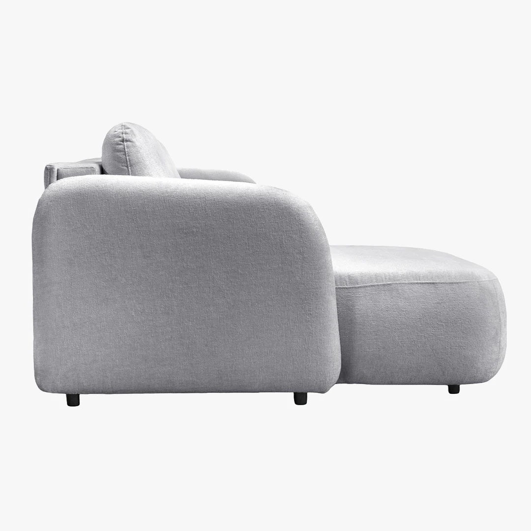 DRIXY Canapé d'angle convertible avec coffre en tissu gris - Angle gauche