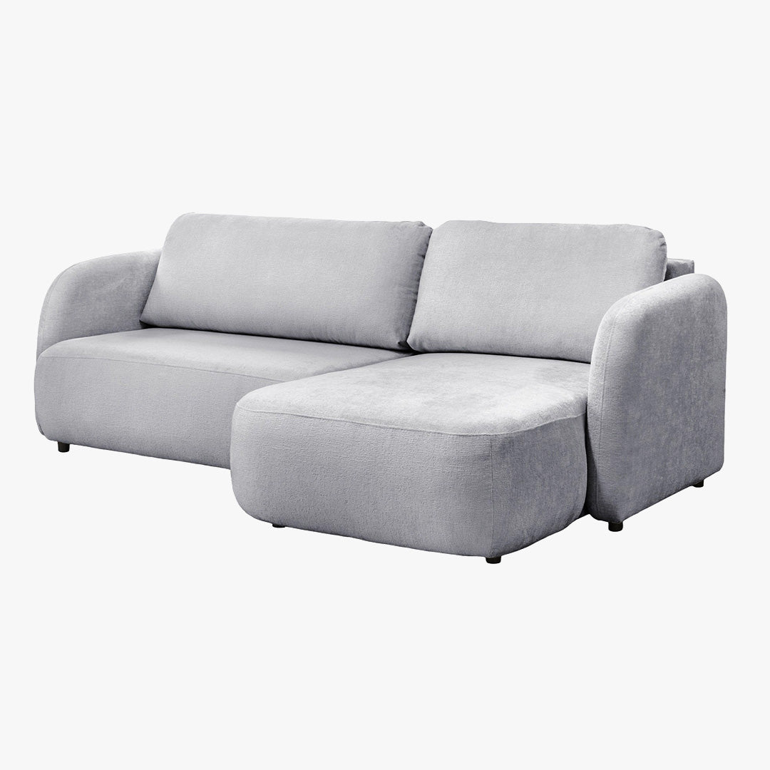 DRIXY Canapé d'angle convertible avec coffre en tissu gris - Angle droit