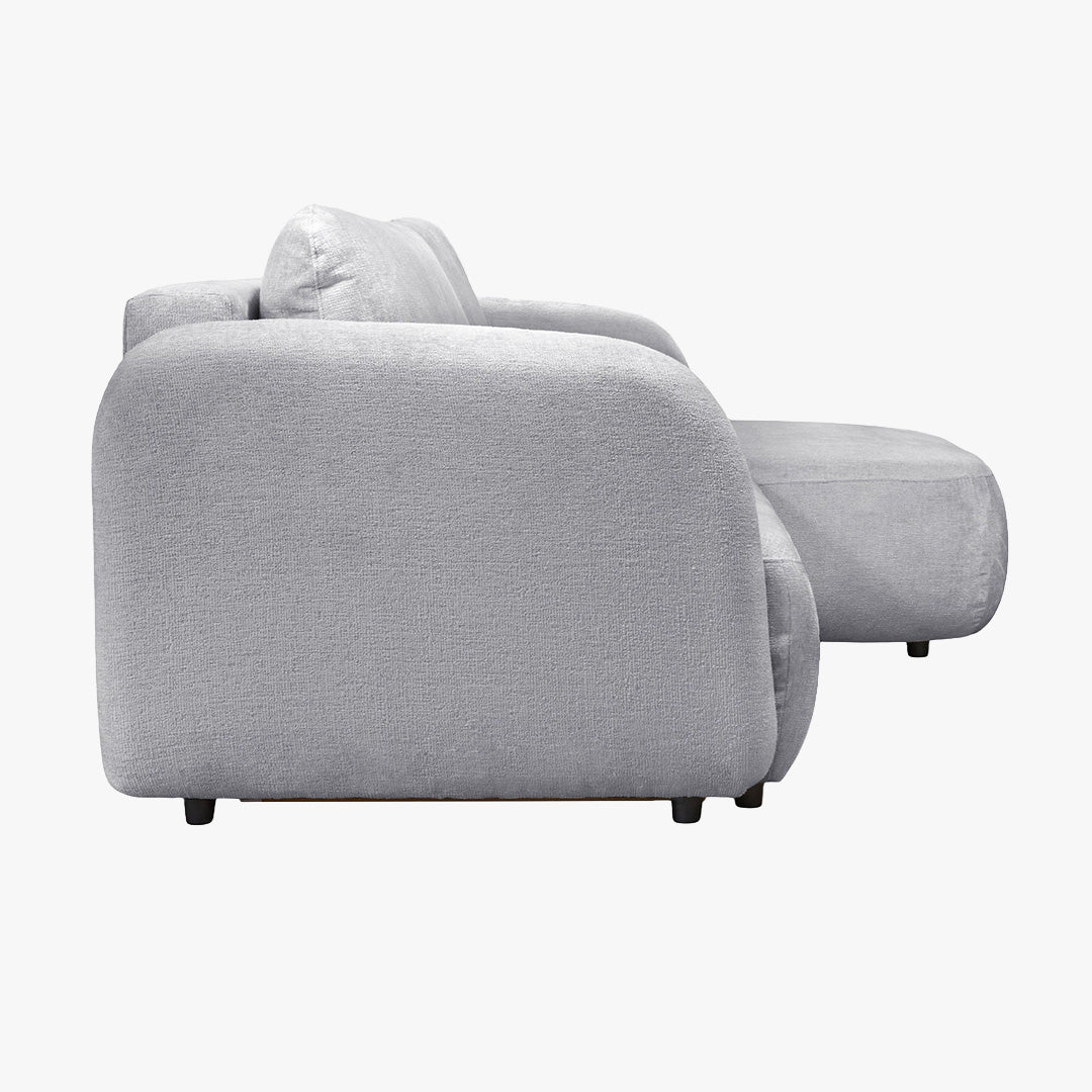 DRIXY Canapé d'angle convertible avec coffre en tissu gris - Angle droit