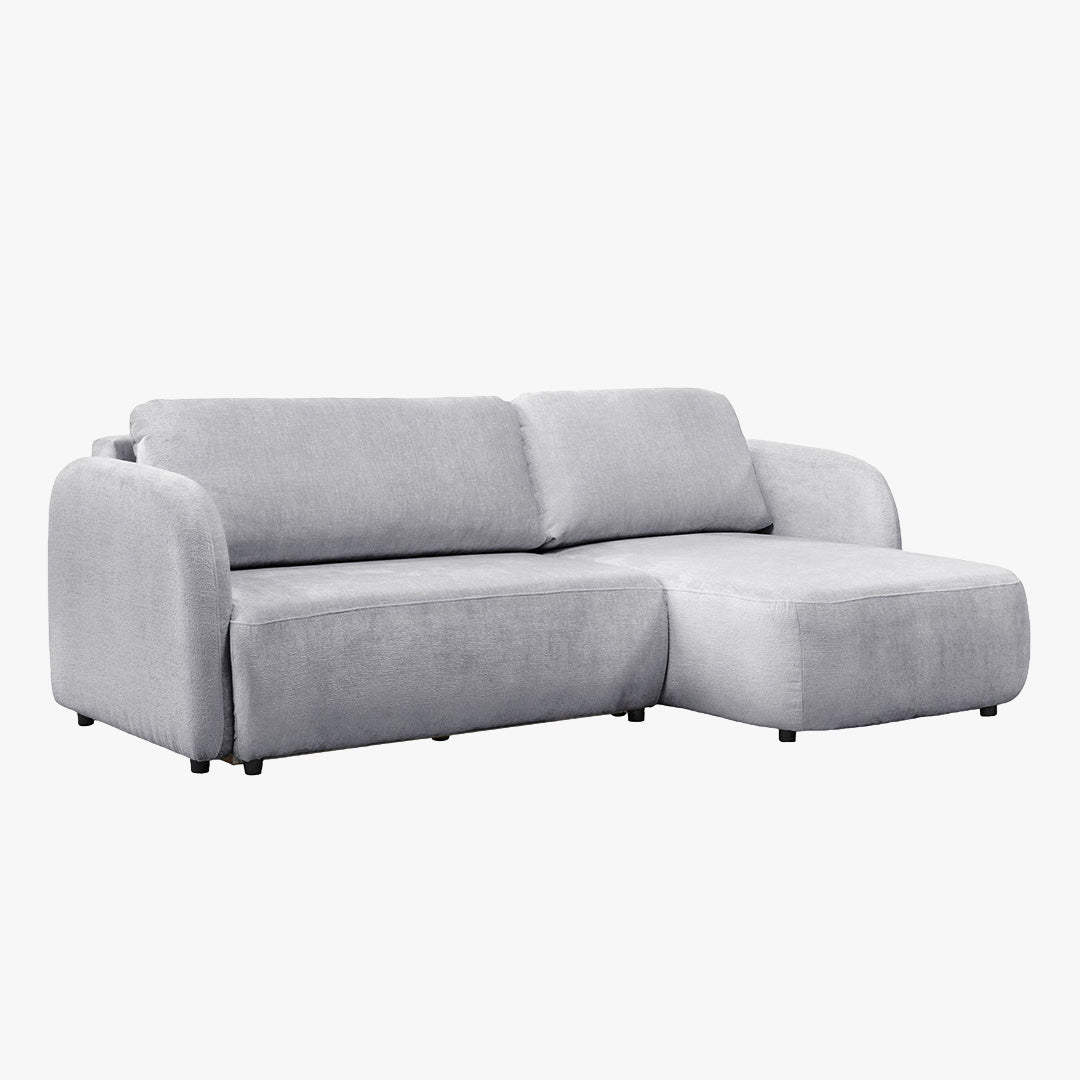 DRIXY Canapé d'angle convertible avec coffre en tissu gris - Angle droit