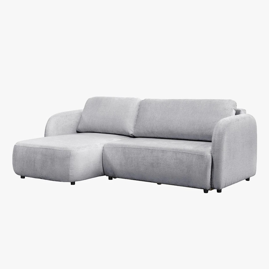 DRIXY Canapé d'angle convertible avec coffre en tissu gris - Angle gauche