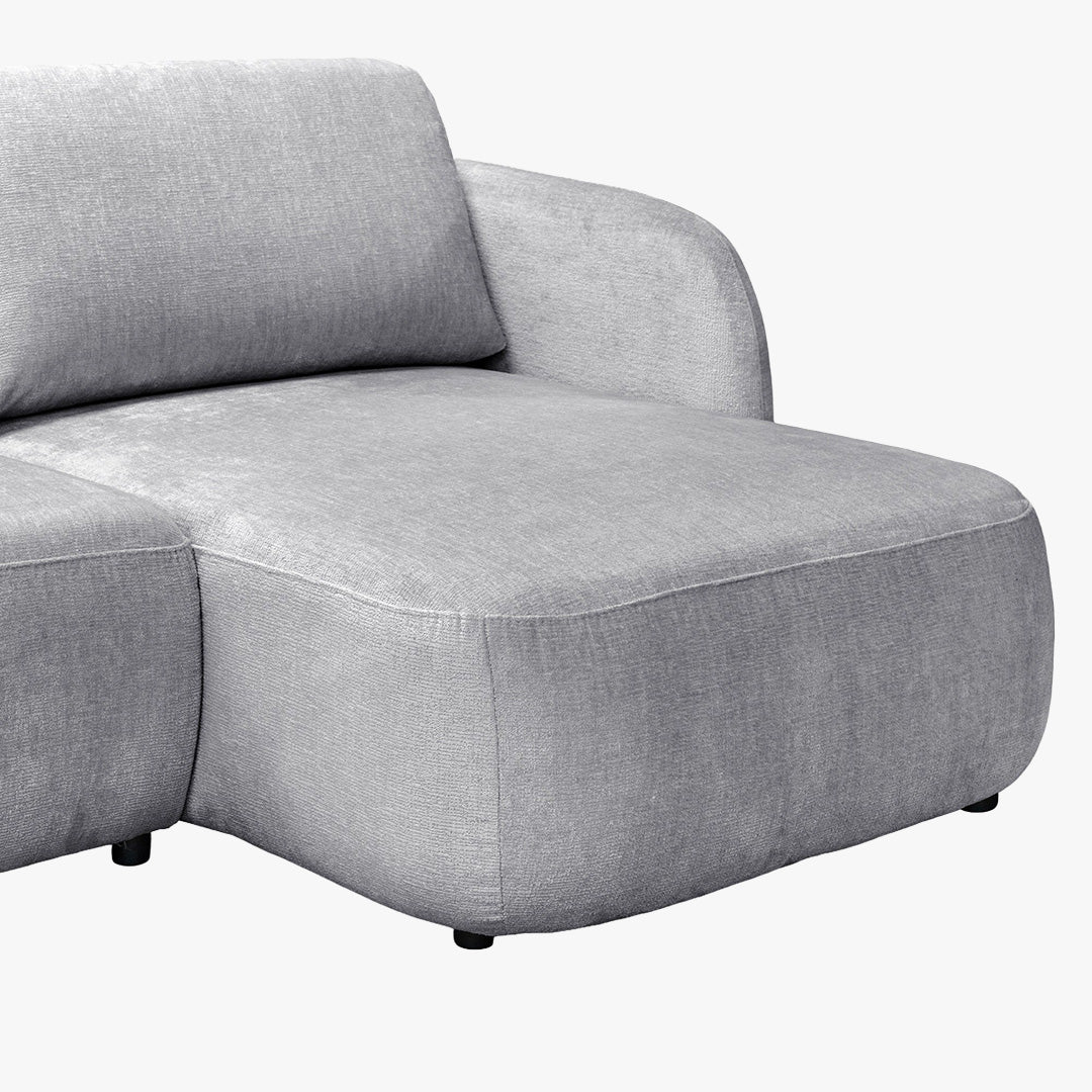 DRIXY Canapé d'angle convertible avec coffre en tissu gris - Angle droit