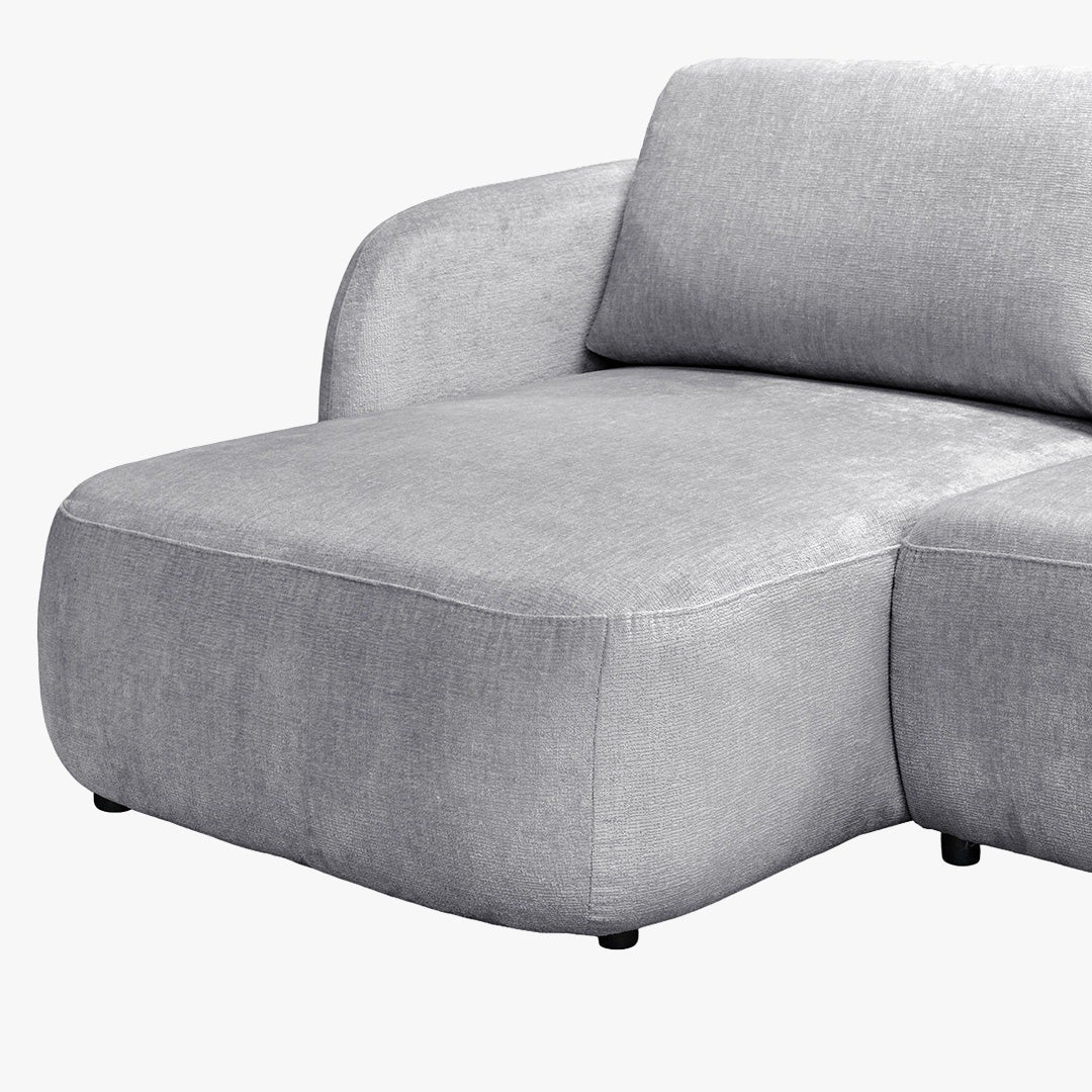 DRIXY Canapé d'angle convertible avec coffre en tissu gris - Angle gauche