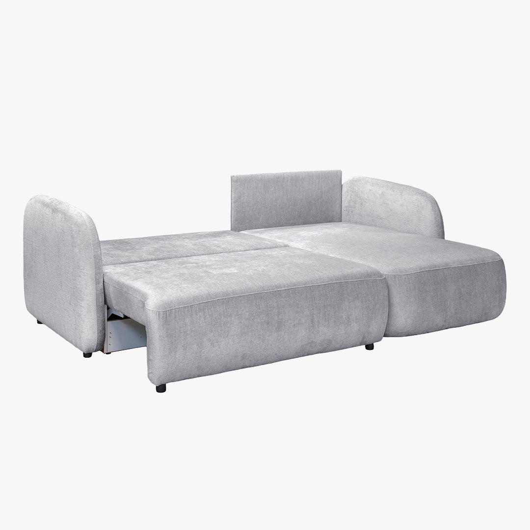DRIXY Canapé d'angle convertible avec coffre en tissu gris - Angle droit