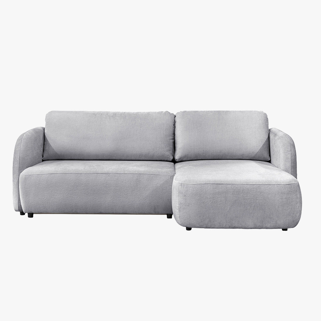 DRIXY Canapé d'angle convertible avec coffre en tissu gris - Angle droit