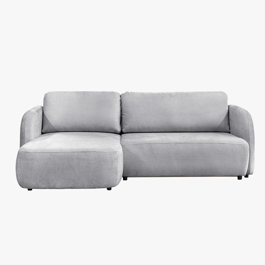 DRIXY Canapé d'angle convertible avec coffre en tissu gris - Angle gauche