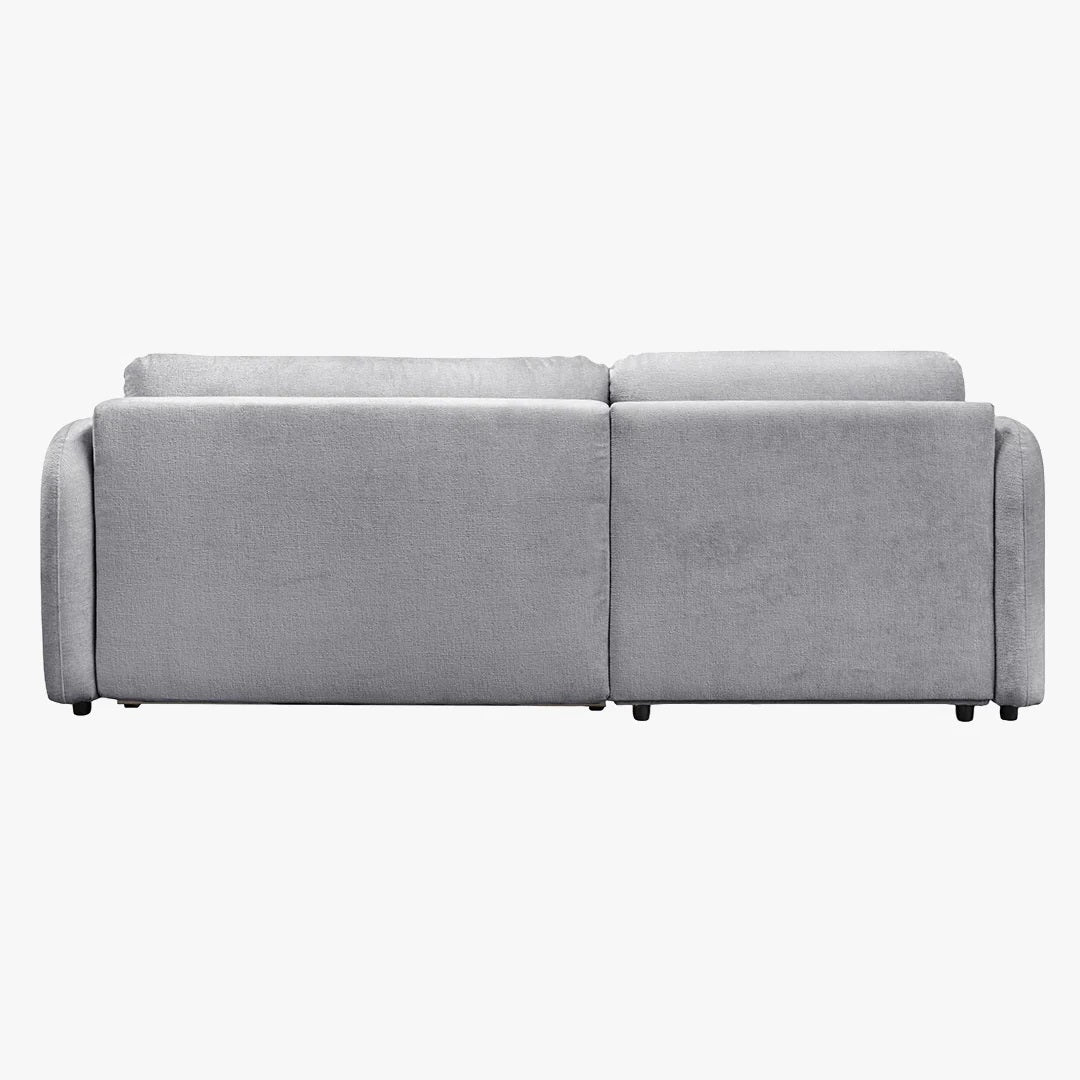 DRIXY Canapé d'angle convertible avec coffre en tissu gris - Angle gauche