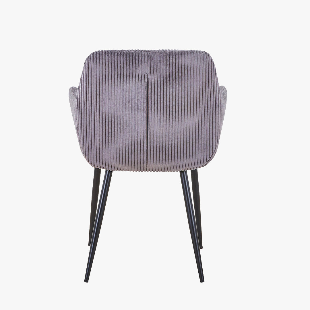 JESSIE Lot de 2 chaises en velours côtelé gris foncé pieds en métal noir