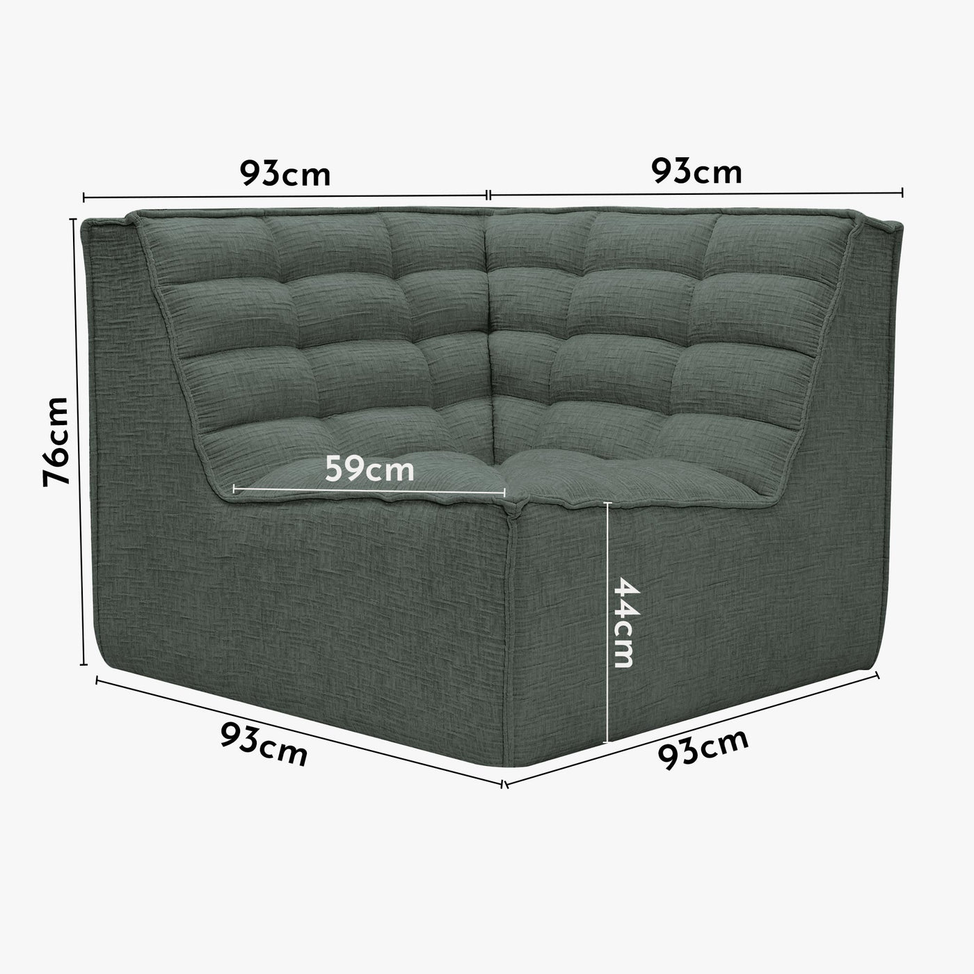 ZEYNA Fauteuil modulable angle réversible tissu vert