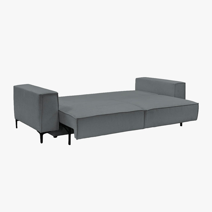 SAYLA Canapé 3 places convertible en tissu gris foncé