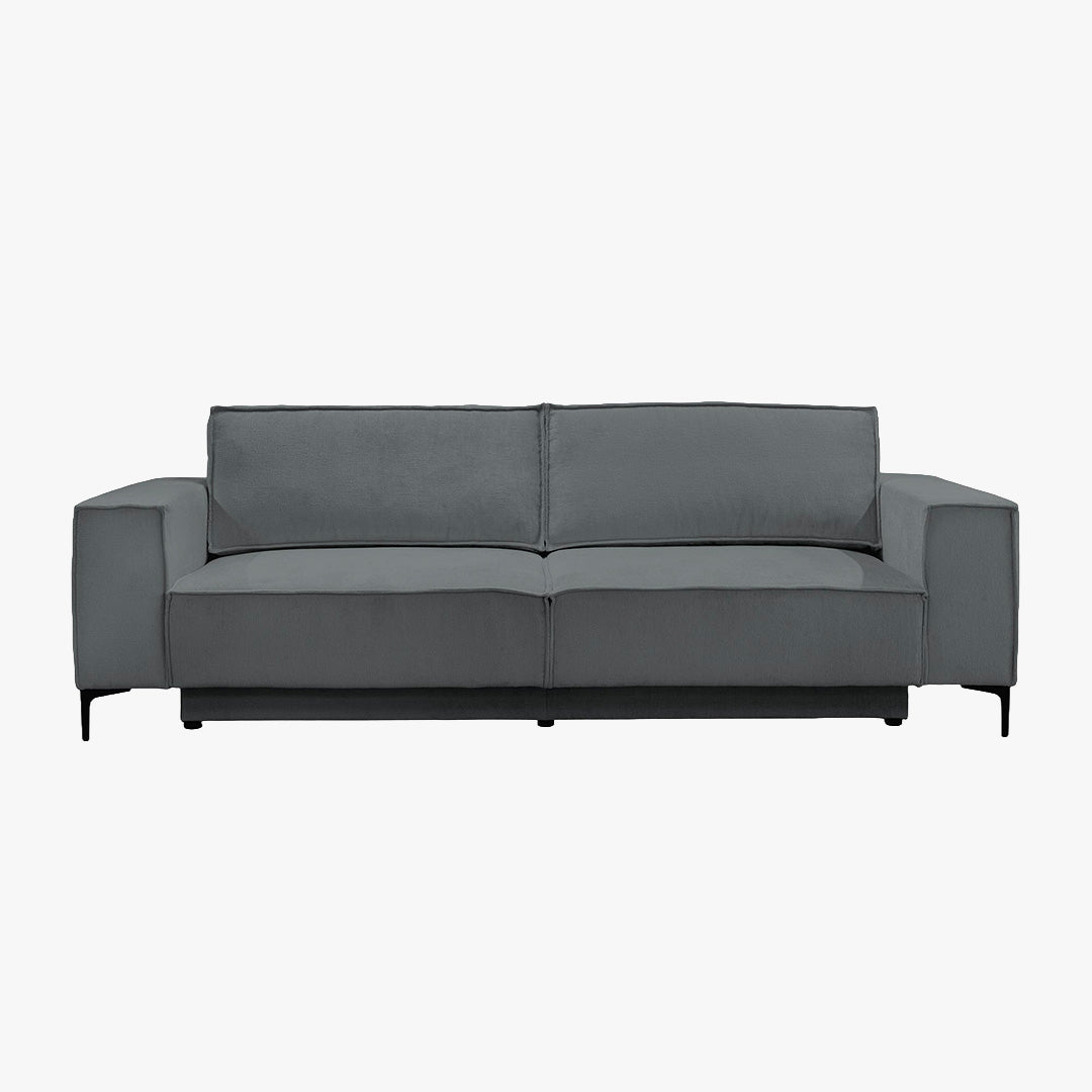 SAYLA Canapé 3 places convertible en tissu gris foncé