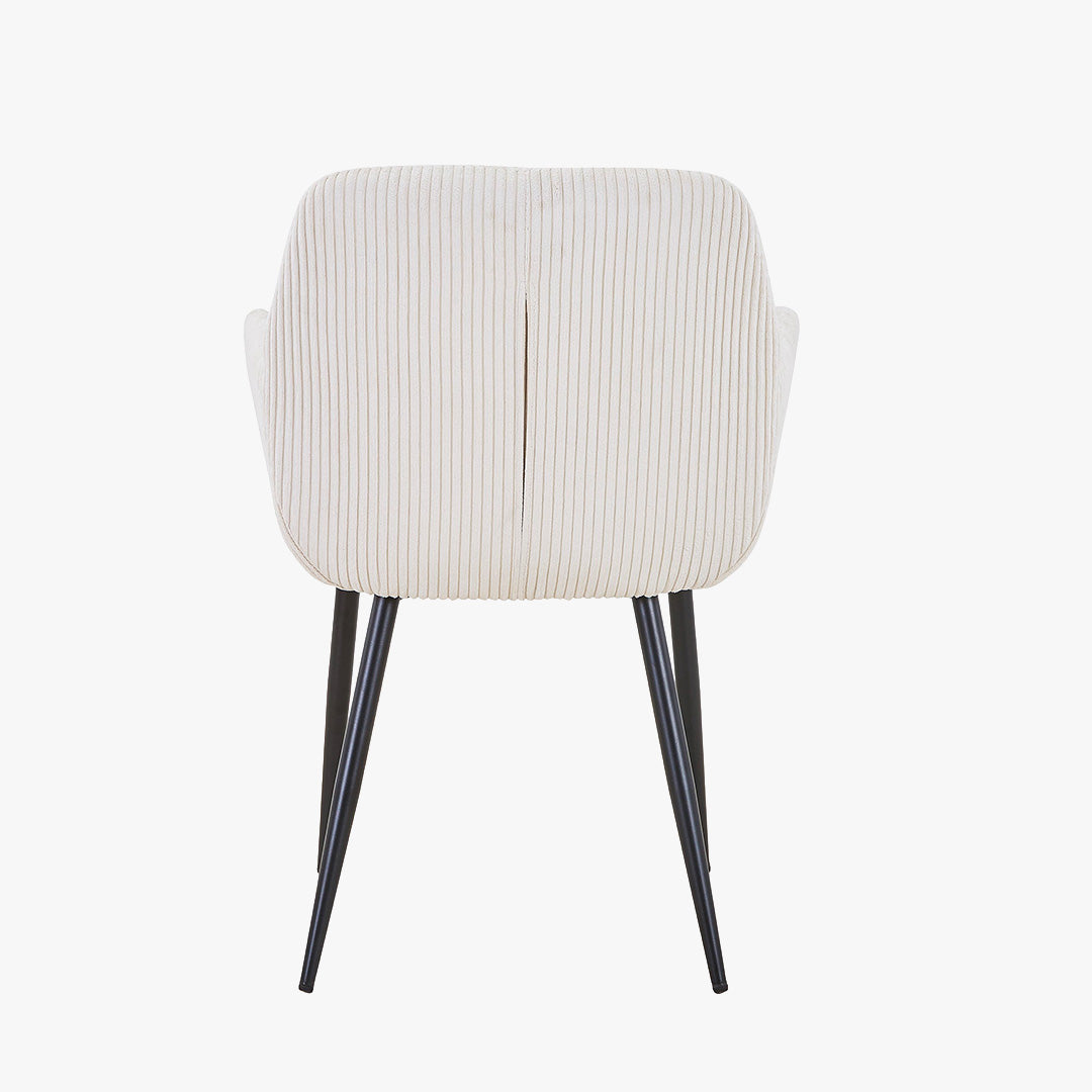 JESSIE Lot de 2 chaises en velours côtelé beige pieds en métal noir