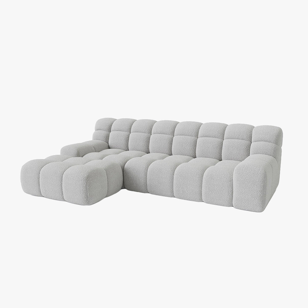 SERENA Canapé d'angle tissu bouclette gris clair - Angle gauche