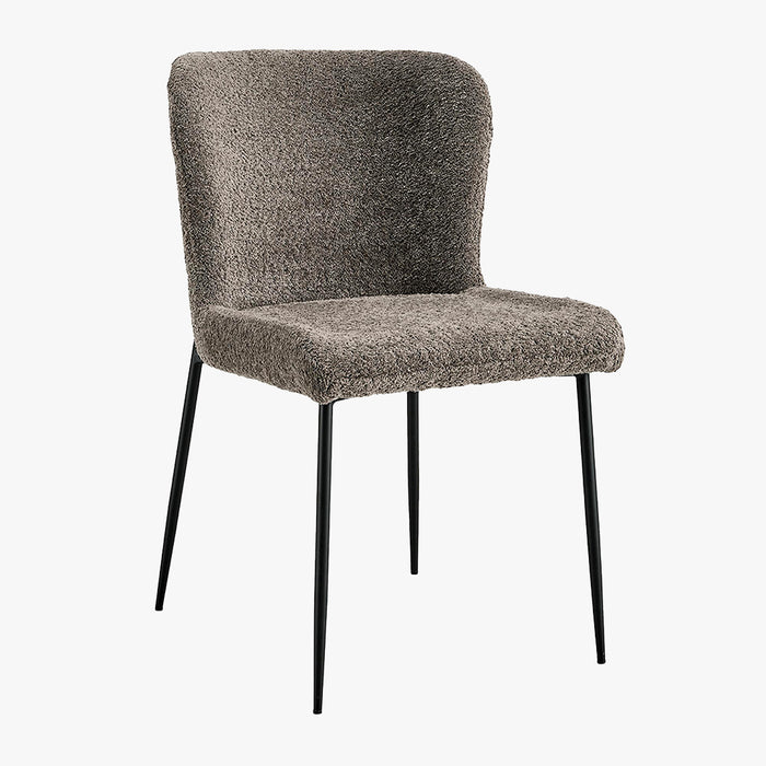 AZEL Lot de 2 chaises tissu bouclette taupe piètement métal noir