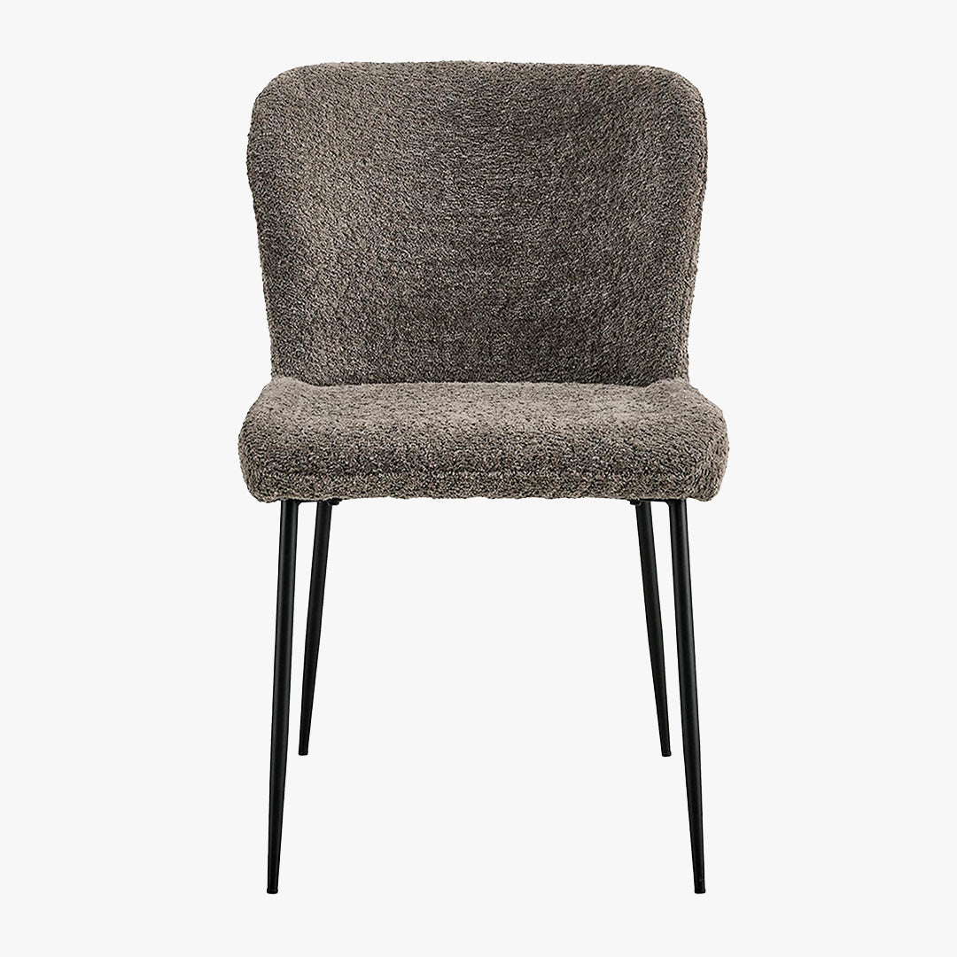 AZEL Lot de 2 chaises tissu bouclette taupe piètement métal noir