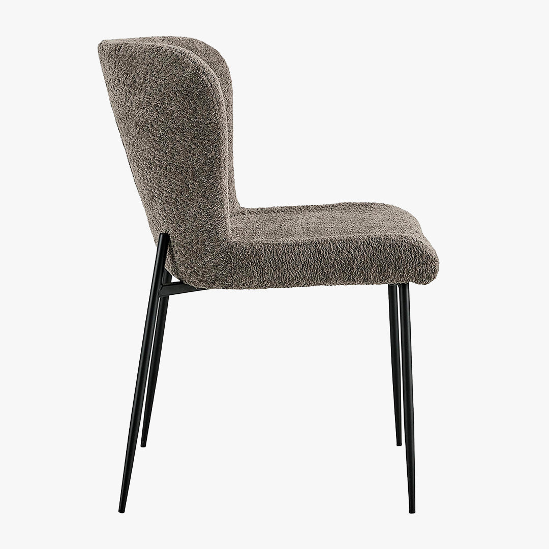 AZEL Lot de 2 chaises tissu bouclette taupe piètement métal noir
