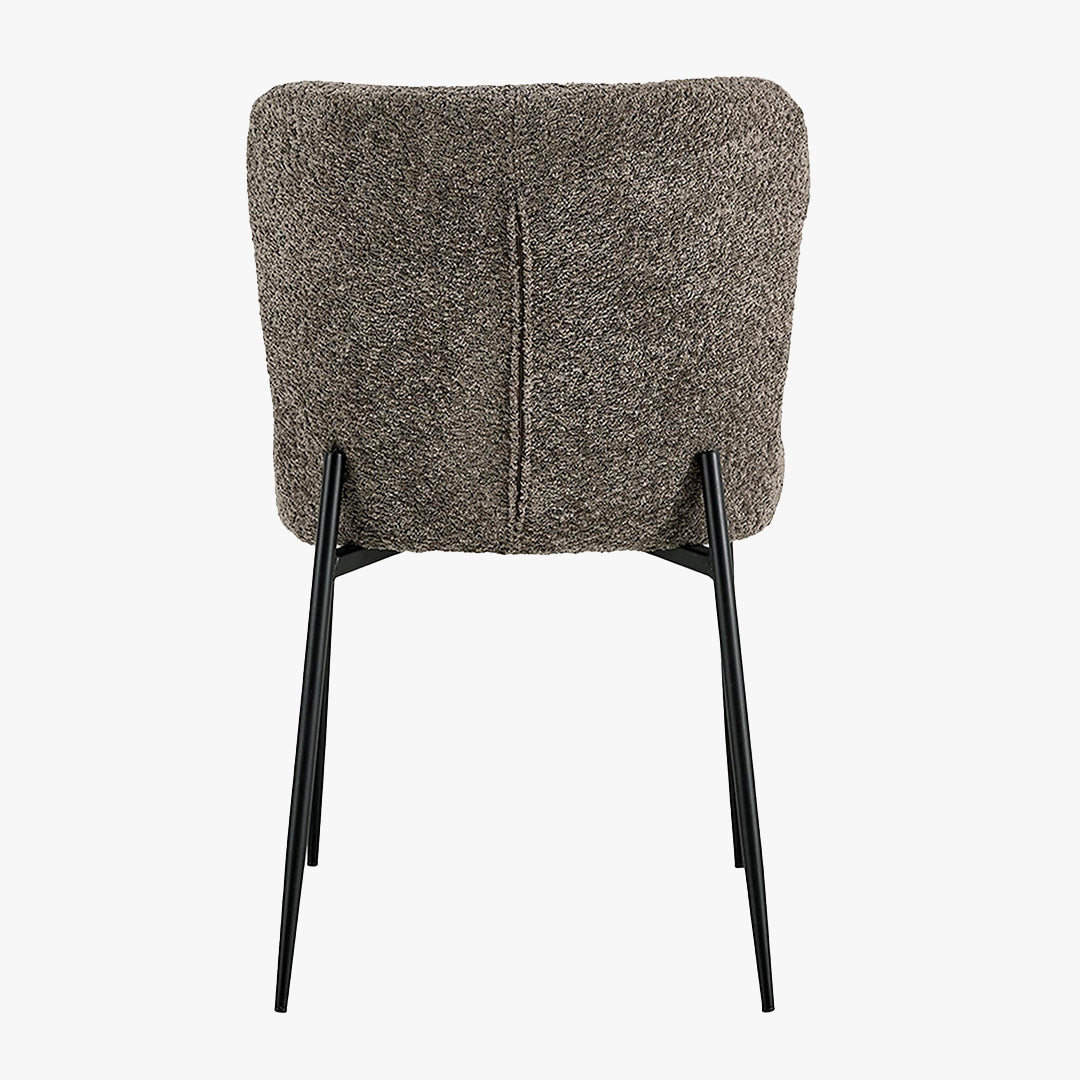AZEL Lot de 2 chaises tissu bouclette taupe piètement métal noir