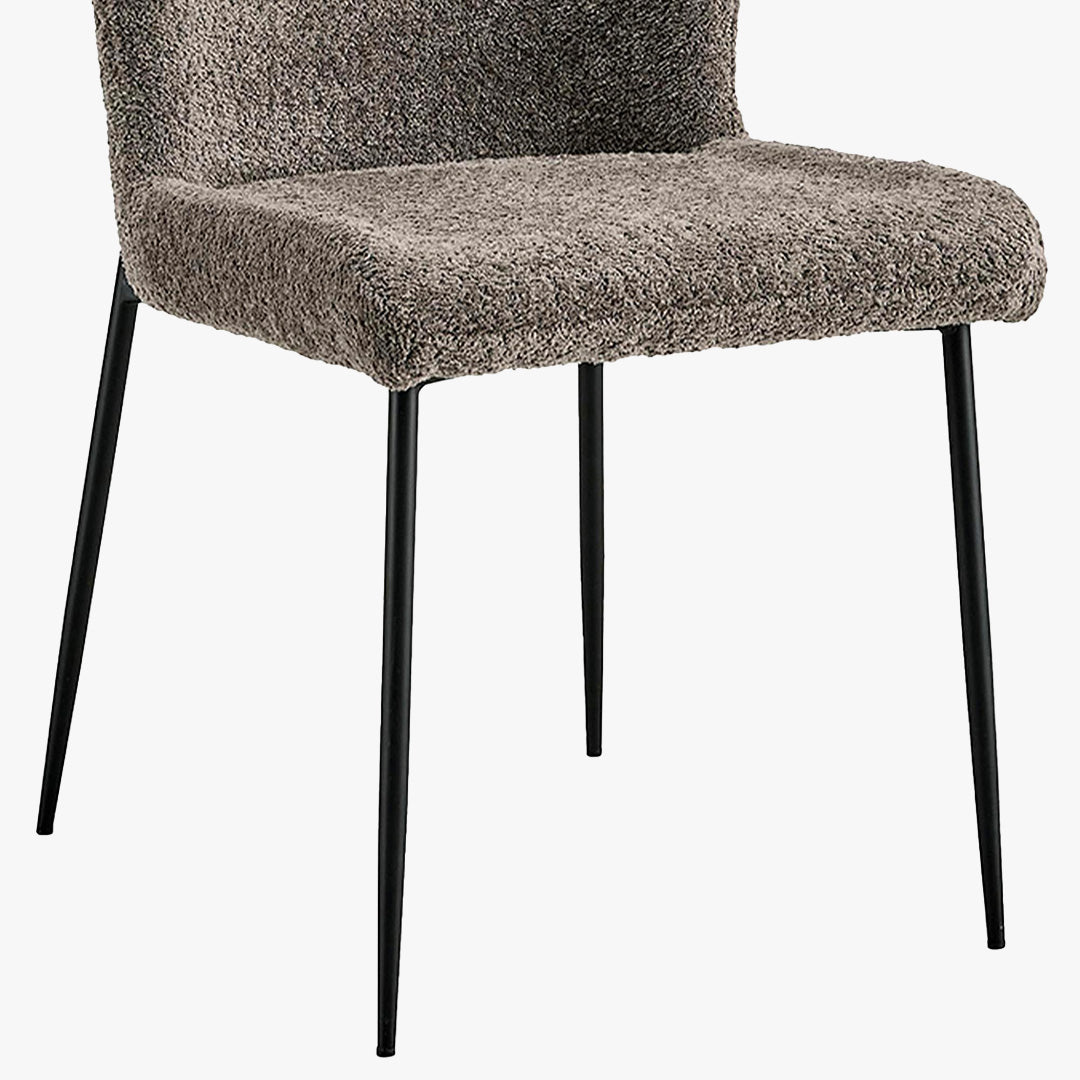 AZEL Lot de 2 chaises tissu bouclette taupe piètement métal noir