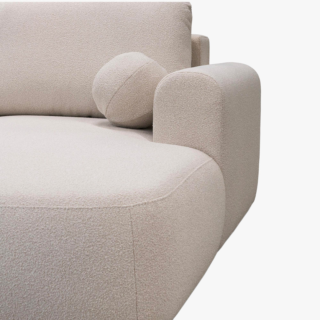 TYLAN Canapé d’angle convertible avec coffre effet peau de mouton écru - Angle droit