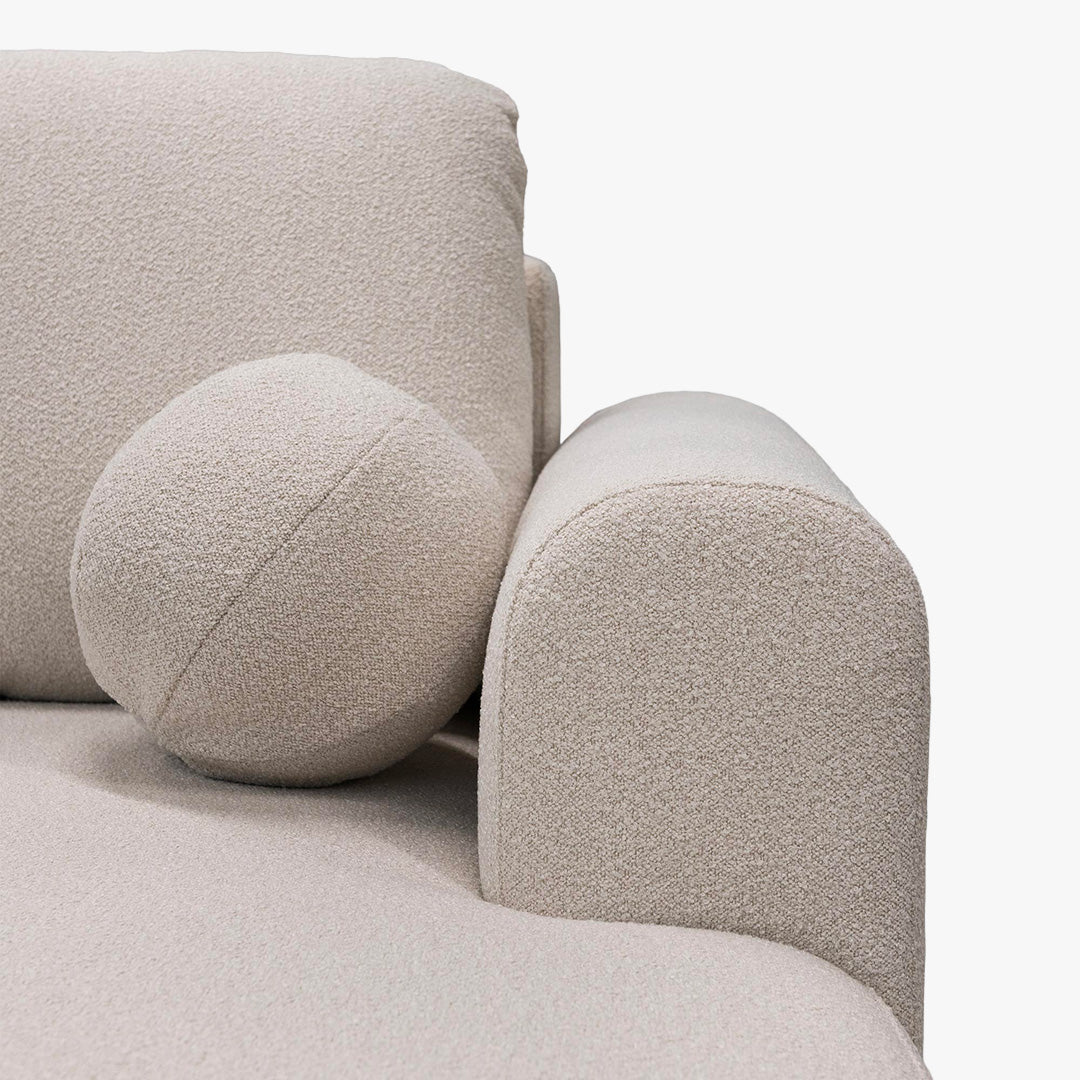 TYLAN Canapé d’angle convertible avec coffre effet peau de mouton écru - Angle droit