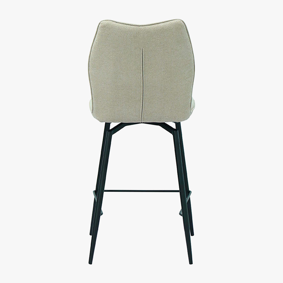 STELA Lot de 2 tabourets pivotants en tissu blanc écru piètement métal noir