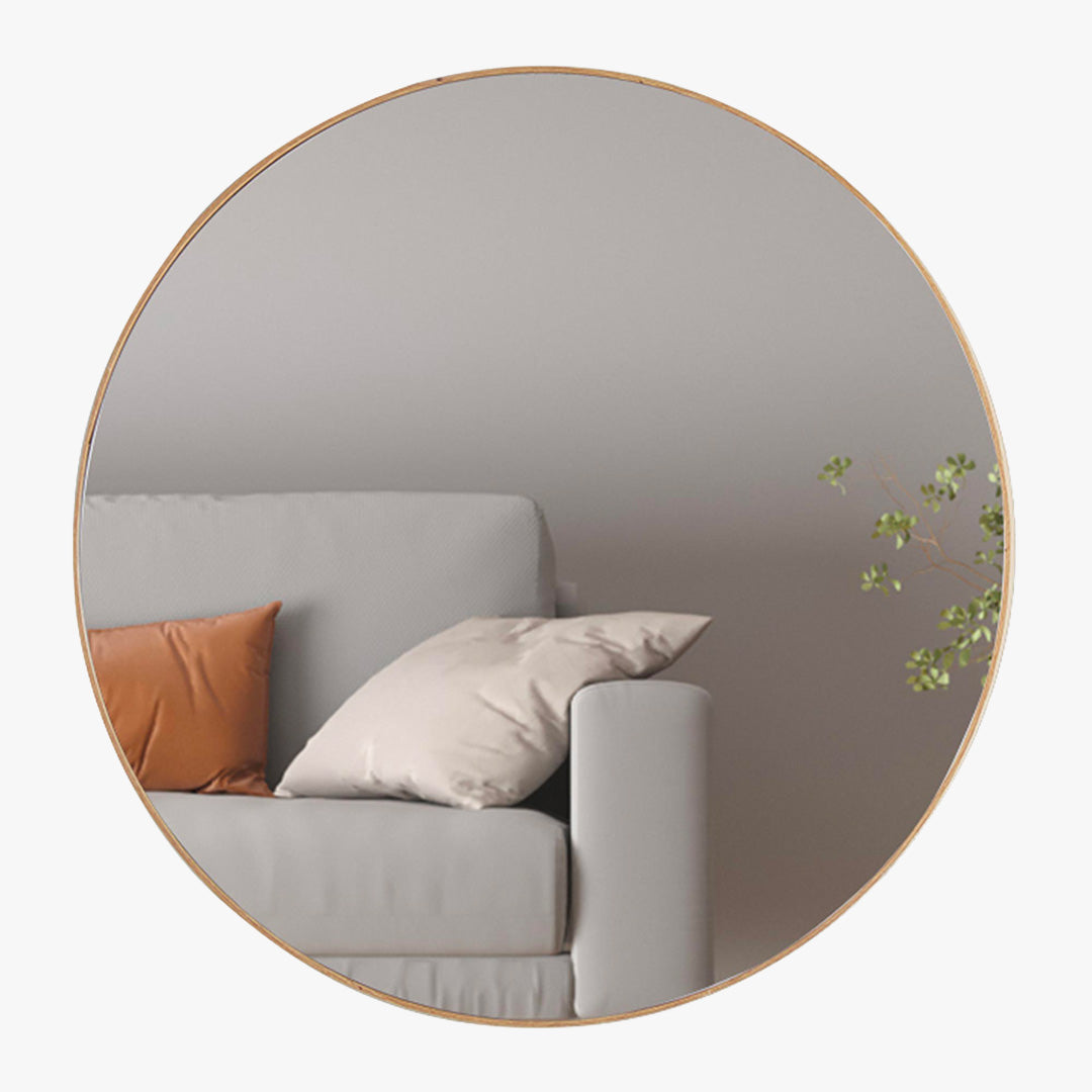 COLYN Miroir mural rond 80x80 cm couleur chêne vieilli