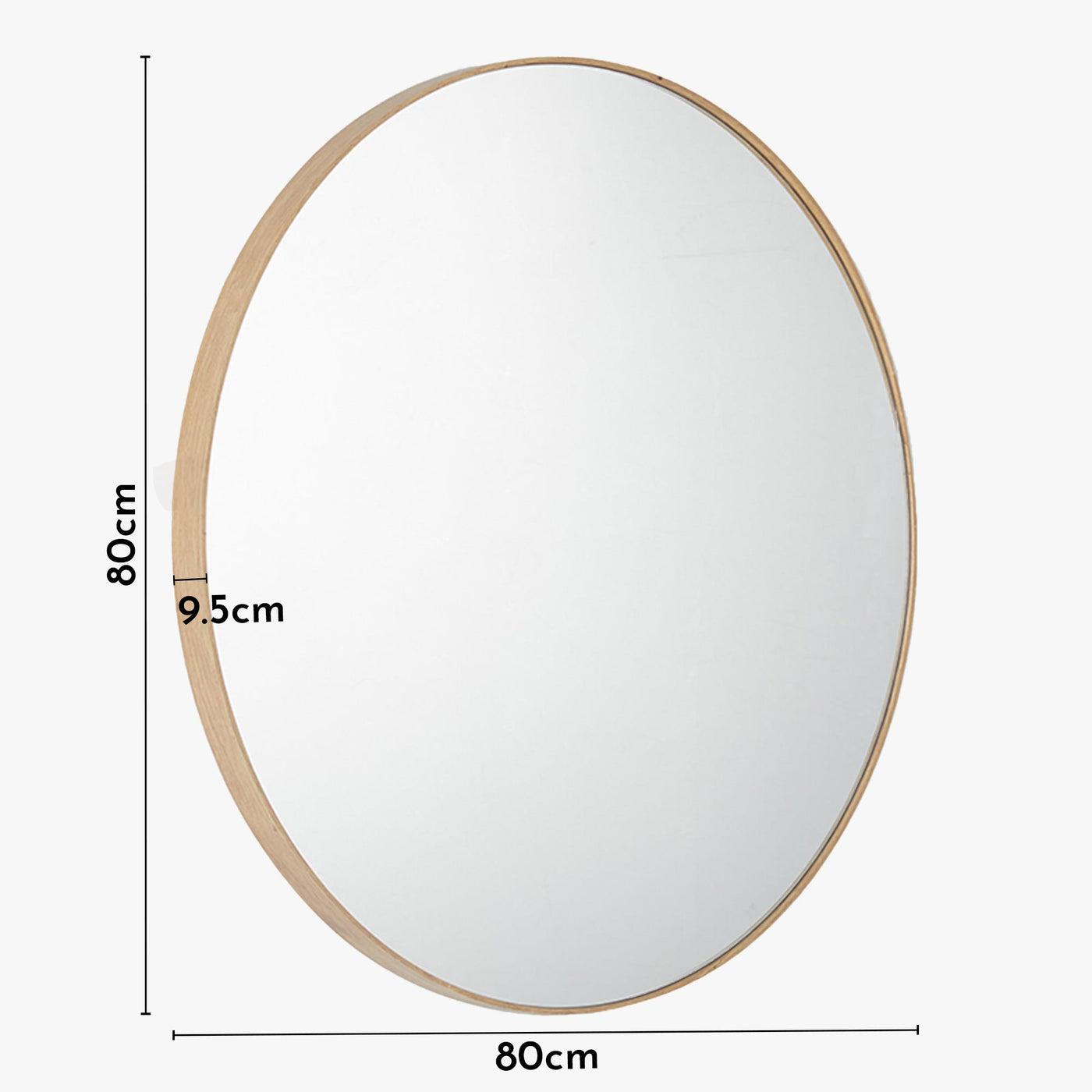 COLYN Miroir mural rond 80x80 cm couleur chêne vieilli