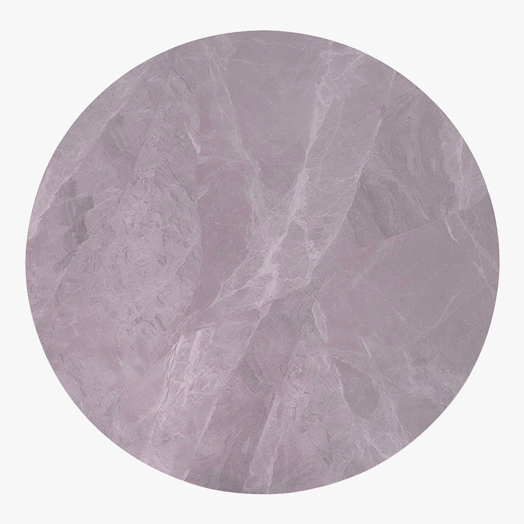MONNA Table à manger ronde pierre frittée gris piètement en métal noir