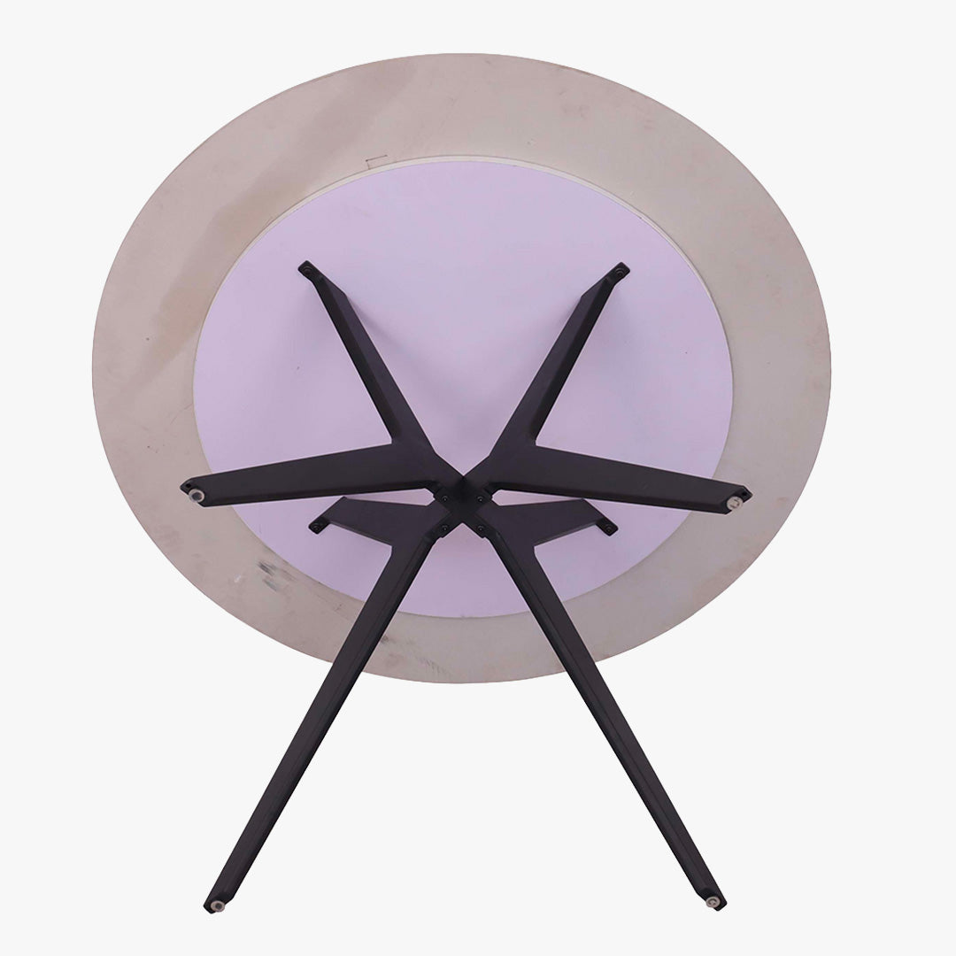 MONNA Table à manger ronde pierre frittée gris piètement en métal noir