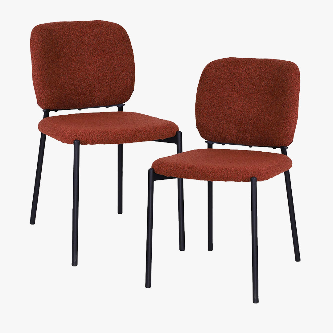 SAFIA Lot de 2 chaises en tissu rouille piètement métal noir