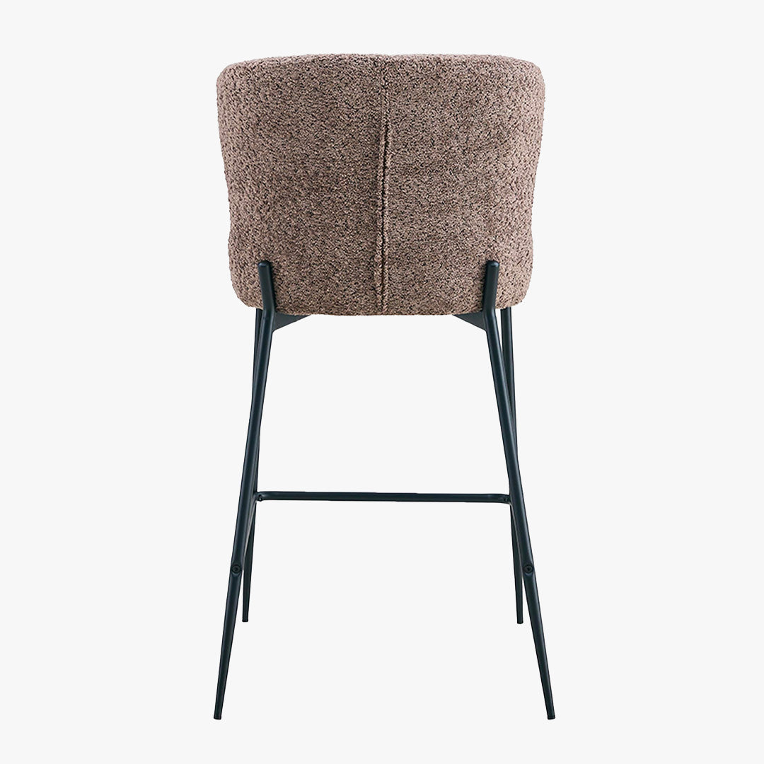 AZEL Lot de 2 tabourets tissu bouclette taupe piètement métal noir