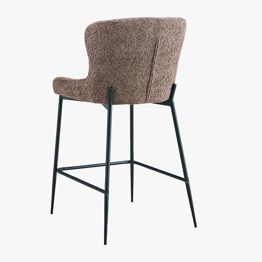 AZEL Lot de 2 tabourets tissu bouclette taupe piètement métal noir