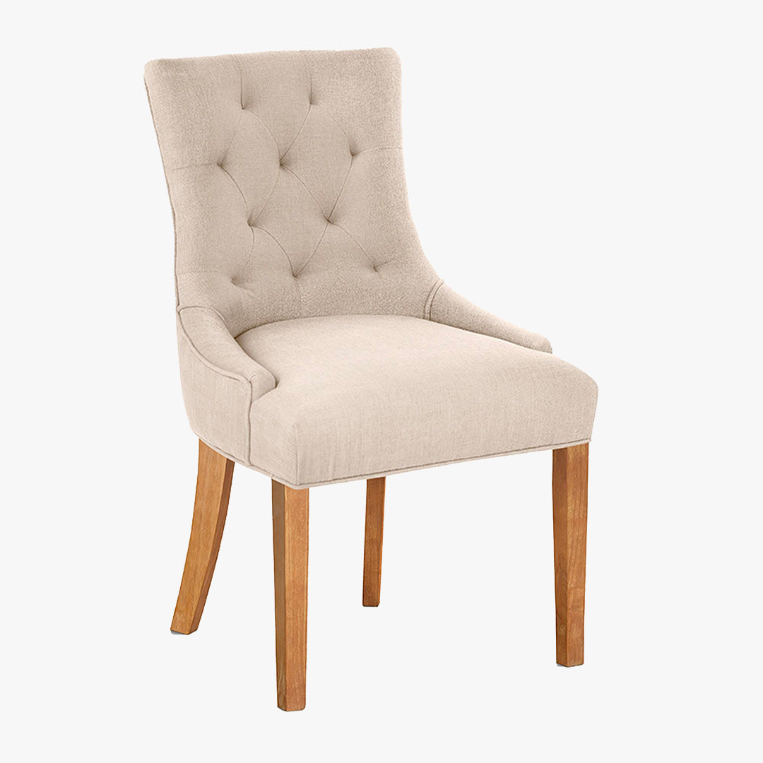 LYZA Lot de 2 chaises en tissu beige piètement bois