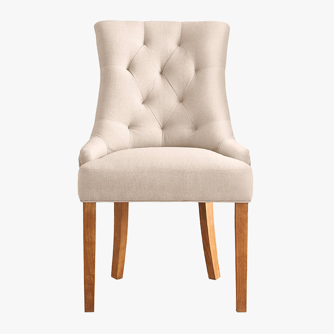 LYZA Lot de 2 chaises en tissu beige piètement bois