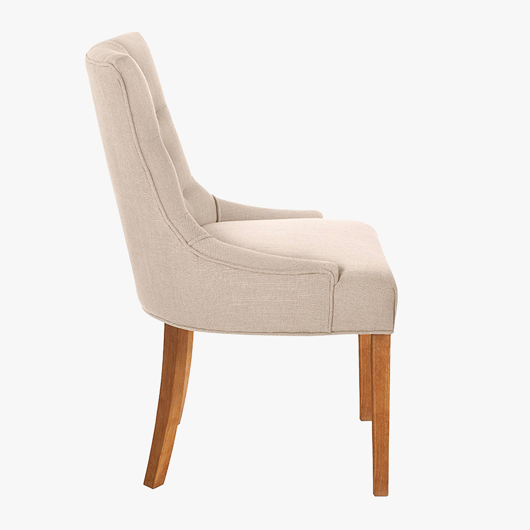 LYZA Lot de 2 chaises en tissu beige piètement bois