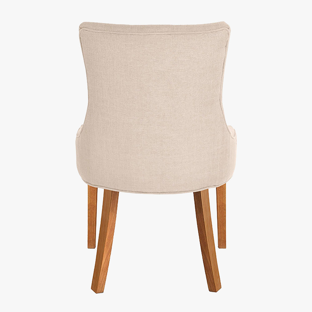 LYZA Lot de 2 chaises en tissu beige piètement bois