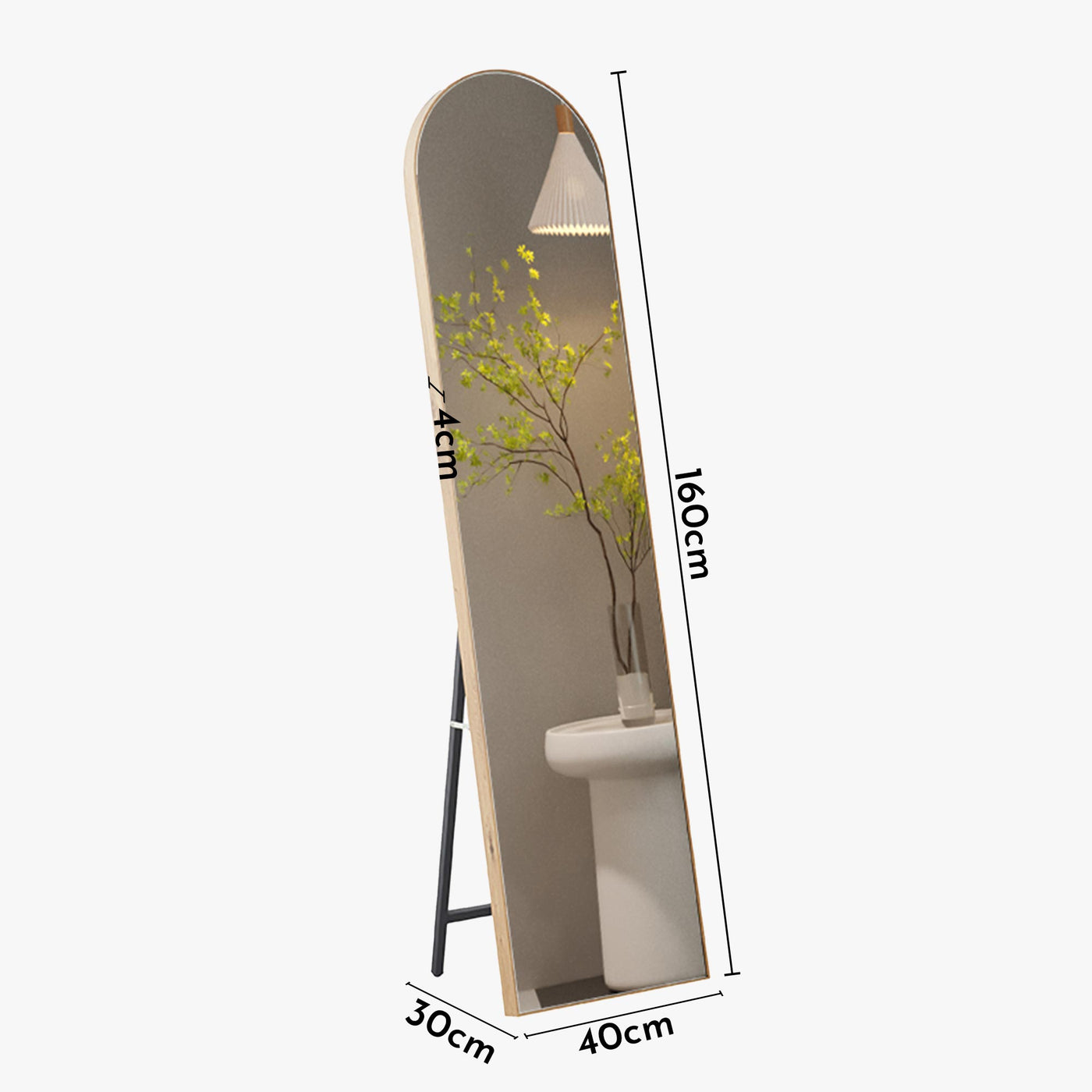 CASSY Miroir sur pieds 160x40 cm couleur chêne vieilli